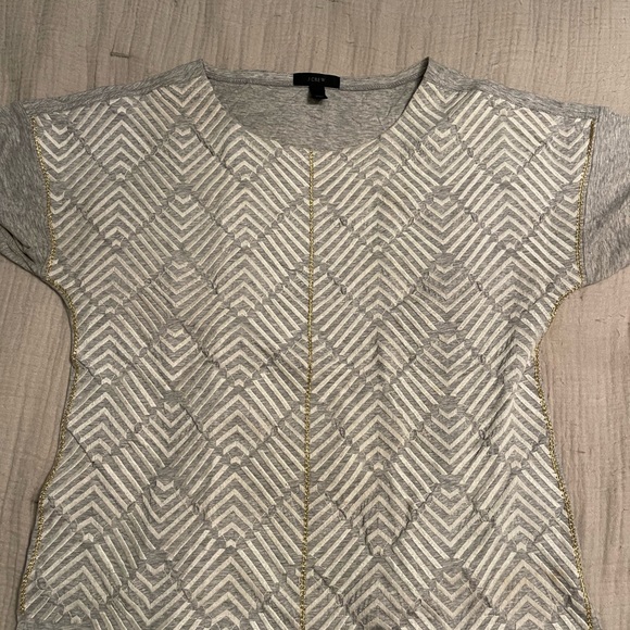 Jcrew small grey tee with gold and white embroidery - Picture 2 of 7